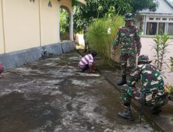 Koramil 1502-01/Banda dengan Masyarakat Laksanakan Pembersihan Tempat Ibadah