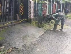 Anggota Koramil 1419-01/Maiwa Gelar Karya Bakti Pembersihan Selokan