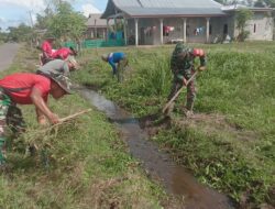 Koramil-05 Kodim 1404/Pinrang bersama Warga Melaksanakan Kerja Bakti Normalisasi Saluran Air