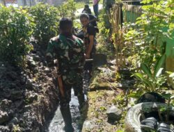 Wujud Kepedulian Terhadap Kebersihan, Koramil 02/Enrekang Kembali Gelar Karya Bakti Pembersihan Selokan