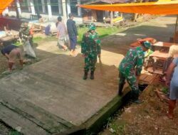Wujud Kepedulian Terhadap Kebersihan, Koramil 01/Maiwa Kembali Gelar Karya Bakti Pembersihan Pasar Tradisional