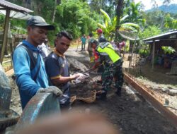 Babinsa Tangse Turun ke Lapangan, Wujudkan Gotong Royong Bangun Infrastruktur Desa