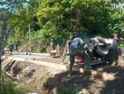 Pengecoran Jalan Sasaran Fisik TMMD ke-124 Kodim 0107/Aceh Selatan Terus Dikebut