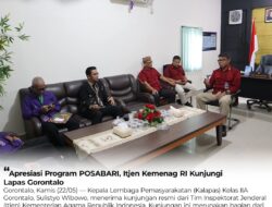 Apresiasi Program POSABARI, Itjen Kemenag RI Kunjungi Lapas Gorontalo