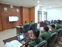 Danrem 182/JO Gelar Vicon Evaluasi Gulbencal Banjir Pegaf & Terima Paparan Mitigasi Bencana Alam dari Dandim Jajaran