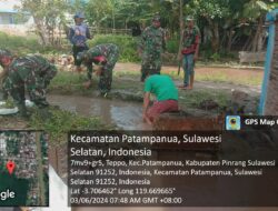Koramil 05 Kodim 1404/Pinrang Kerja Bakti Bersama Warga Bersihkan Saluran Irigasi