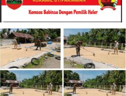 Mendukung Program Ketahanan Pangan, Babinsa Koramil 01/Pariaman Bantu Petani Jemur Padi