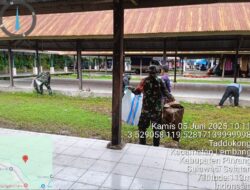 Koramil-07 Kodim 1404/Pinrang Bersama Warga Kerja Bakti Pembersihan Pasar