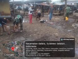 Usai Aktivitas Dagang, Koramil 04/Kelara Gelar Kerja Bakti Bersihkan Area Pasar
