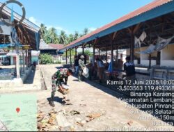 Koramil-07 Kodim 1404/Pinrang Gelar Karya Bakti Pembersihan Pasar Tradisional