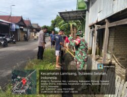 Sinergitas Babinsa Kodim 1404/Pinrang dan Bhabinkamtibmas Bersama Warga Gelar Kerja Bakti Bersihkan Saluran Air