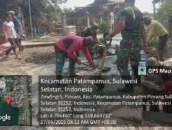 Kompak, Babinsa Koramil-05/Patampanua Kodim 1404/Pinrang Dan Warga Gotong Royong Cor Jalan