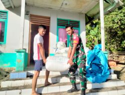 Babinsa Koramil 05/Simbar Membantu Petani Menjemur Padi