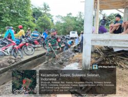 Babinsa Kodim 1404/Pinrang Kerja Bakti Pembersihan Saluran Irigasi Bersama Warga
