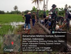 Babinsa Koramil-02 Kodim 1404/Pinrang Kerja Bakti Bersama Warga Bersihkan Irigasi