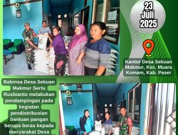 Pendampingan Pendistribusian Bantuan Pangan Oleh Babinsa Sekuan Makmur