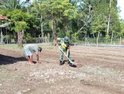 Babinsa Koramil 02/Seunagan Aktif Bantu Petani Olah Lahan Yang Akan Di Gunakan Untuk Berkebun Di Desa Binaan