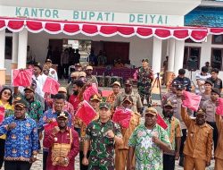 Dandim 1703/Deiyai Menghadiri Apel Gabungan Forkopimda TNI/Polri, Pemda Kab. Deiyai dalam rangka Penyerahan Bendera Merah Putih memperingati Dirgahayu Kemerdekaan Ke-80 Republik Indonesia
