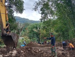 Satgas TMMD Kodim 1422/Maros Genjot Progres Pengerasan Jalan Desa dan pembuatan talud