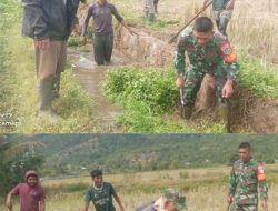 Babinsa Koramil 16/Tangse Bersama Warga Gotong Royong Bersihkan Saluran Irigasi