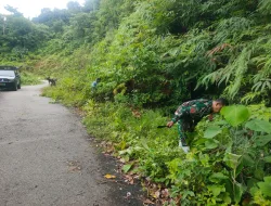 Wujudkan Desa Bersih dan Asri, Koramil 01/Tapaktuan Bersama Warga Panton Luas Gelar Gotong Royong