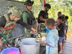 Satgas Yonif 733/Masariku Perkuat Pemenuhan Gizi Anak Sekolah di Distrik Krepkuri