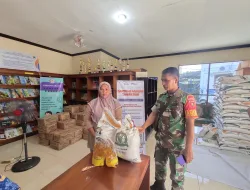 Pastikan Tepat Sasaran, Babinsa Kodim 0907/Trk Dampingi Penyaluran Bantuan Pangan