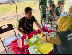 Brigif 31/TP/Perisai Sakti Bersama Dikes Dompu Gelar Screening Malaria di Marseling Area Mako Brigif 31/TP/Perisai Sakti Calabai