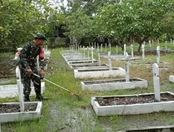Dalam Rangka Memperingati Hari Juang Kartika, Kodim 1404/Pinrang Gelar Kerja Bakti Pembersihan TMP Palia