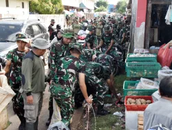 AKSI BERSIH PASAR WAMANGGU MERAUKE SAMBUT HARI JUANG TNI AD KE-80