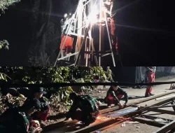Tak Kenal Waktu, Satgas Gulbencal Kebut Progres Jembatan Gantung Blang Awe Siang dan Malam Hari