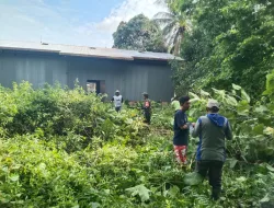 Koramil 1404-04/Paleteang Laksanakan Kerja Bakti Pembersihan Lahan Persiapan Pembangunan Koperasi Merah Putih