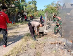 Peduli Kebersihan Lingkungan, Babinsa Bersama Bhabinkamtibmas dan Warga Gelar Kerja Bakti