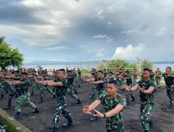 Seluruh personel Denma Brigif TP/31/PS melaksanakan latihan Pencak Silat Militer (PSM) dengan penuh semangat