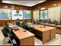 Kodam XXIV/Mandala Trikora Gelar Rapat Penyusunan Rentinkon Kotama Ops TNI Kewilayahan Secara Hybrid