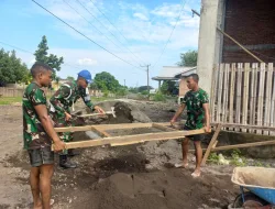 Prajurit Denma Brigif TP 31/PS Turut Membantu Renovasi Pembangunan Masjid Nurul Ilmi