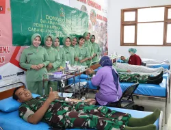 Sambut HUT Ke – 80,Persit KCK Cabang XIX Dim 0907 Gelar Bakti Sosial Donor Darah