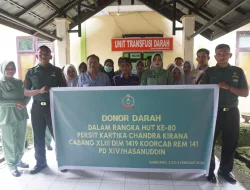 Persit KCK Cabang XLIII Kodim 1419/Enrekang Gelar Bakti Sosial Donor Darah Dalam Rangka HUT Ke-80 Persit Kartika Chandra Kirana