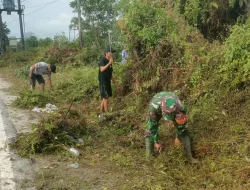 Jaga Lingkungan Tetap Bersih dan Asri, Babinsa Koramil 0907/04 Tarakan Utara dan Warga Lakukan Gotong Royong