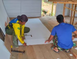 Rumah Bapak Binjamin Tahap Finishing, Satgas TMMD 127 Kodim 0903/Bulungan Kebut Pengerjaan