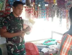 Babinsa Cek Harga Kebutuhan Pokok Didesa Binaan