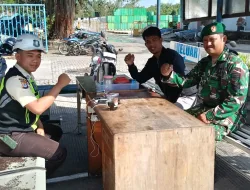Kodim 0907/Trk Bersinergi Amankan Posko Pelayanan Arus Balik Lebaran