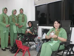 Wujud Kepedulian sosial Persit Kartika Chandra Kirana Cabang XL Dim 1405 Gelar Donor Darah