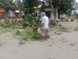 Babinsa Koramil 1404-06/Duampanua Bersama Warga Kerja Bakti Bersihkan Ranting Pohon