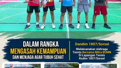 Bangun Kekompakan dan Tubuh Prima, Dandim 1807/Sorsel Gelar Tennis Bersama Mitra BUMN