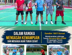 Bangun Kekompakan dan Tubuh Prima, Dandim 1807/Sorsel Gelar Tennis Bersama Mitra BUMN