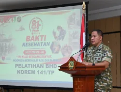 Bakti Kesehatan Serentak, Korem 141/Toddopuli Gelar Pelatihan Bantuan Hidup Dasar Peringati HUT TNI Ke-81