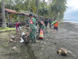 Pantai Salopi Dipercantik, Koramil 1404-07/Lembang dan Warga Kompak Bersihkan Sampah